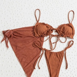 Precio de Fábrica, Traje de Baño Bikini de Tanga de 3 Piezas para Mujer, Estilo Nuevo 2021, Traje de Baño para Mujer - Product Image 1
