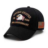 Casquette de baseball personnalisée en gros pour le 250e anniversaire des États-Unis, 100 % coton, brodée, commémorative, sportive, pare-soleil pour les célébrations