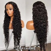 Expédition immédiate : Perruque Water Wave vietnamienne naturelle en cheveux humains, perruques Lace Front en gros, perruques frontales HD sans colle pour femmes noires