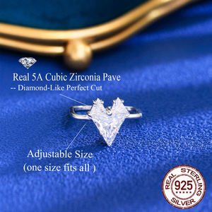 Twinkling perhiasan Fashion Dainty 925 perak murni desain hati cincin janji untuk wanita pertunangan pengantin cincin jari pernikahan - Product Image 6