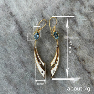 Orecchini Geometrici Smaltati a Goccia, Gioielli Eleganti in Stile Palazzo per Donne - Product Image 3