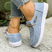 Mocassins en toile pour femmes, à enfiler, à lacets, semelle plate, chaussures décontractées confortables et tendance, multicolores