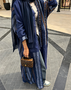 Hafizah Blauwe Open Abaya Chinese Knoop Kwast Detail Dubai Moslima Vrouwen Casual Losse Bescheiden Lange <span class=keywords><strong>Cardigan</strong></span> Met Hijab Groothandel - Product Image 6