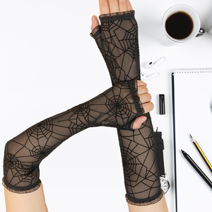 Gants Web demi-doigt d'Halloween inspirés de <span class=keywords><strong>Spider</strong></span>-<span class=keywords><strong>Man</strong></span> pour décorer les toiles d'araignée, gants de performance Cosplay Party Ball - Product Image 3