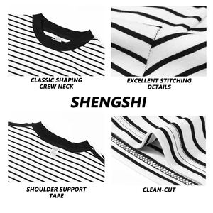 Ensembles rayés personnalisés Boxy Daily's, ODM régulier, coton lourd 250g, rayures larges, col rond, doux, haute qualité pour le sport - Product Image 5