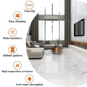 White Glossy Full-Body Marble Floor 750x1500mm Premium Big Size Polished Glazed Metallic Porcelain Ceramic Tiles For Living Room