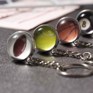 Custom Pattern logo Color Glass Volleyball Football Basketball Keychain