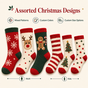 <span class=keywords><strong>Calcetines</strong></span> Antideslizantes de Felpa Personalizados para Navidad, Juego de Regalo de 3 Pares, <span class=keywords><strong>Calcetines</strong></span> de Invierno Suaves y Afelpados con Logotipo OEM ODM y Empaque - Product Image 3