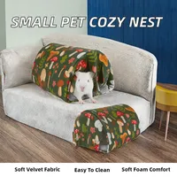 Nouveau Repaire Doux et Écologique en Velours Imprimé Lavable pour Cochon d'Inde, Furet et Hamster – Tunnel et Nid pour Petites Cages d'Animaux
