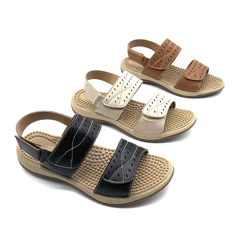 Factory Custom new design summer comfortable men flats casual peep toe non-slip slippers PU sandals