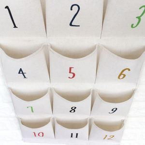 12 Pockets Cotton Linen Digital Hanging Storage Bag Behind <b>Doors</b> Wall Pocket Organizer With <b>Numbers</b> Hanging Storage Bag - Product Image 4