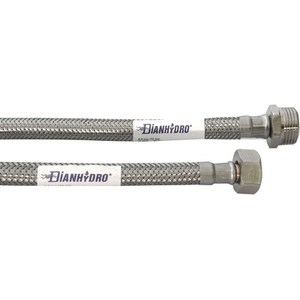 Manguera Flexible de Plomería de Acero Inoxidable y Latón de 25 cm, MF 1/2 X 3/8, para Uso en Baños, para Inodoro y Ducha - Product Image 1