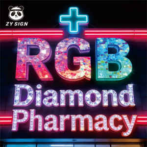 Enseigne LED Croix de Pharmacie Publicitaire, Enseigne Ouverte pour Pharmacie, 3D RGB Diamant Acrylique Illuminée, Extérieure, Étanche, pour Voitures, Maisons, Boutiques - Product Image 2