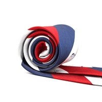 Cravates pour hommes en soie 100% tissée sur mesure, à rayures rouge, blanc et bleu, thème voiliers et marine, pour la vente en gros aux entreprises