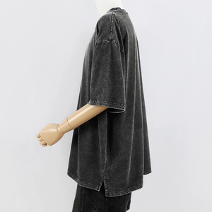 T-shirt in Cotone di Alta Qualità con Lavaggio Acido, Oversize, Stile Retrò, Effetto Minerale, Vestibilità Comoda, Vintage per Uomo - Product Image 5