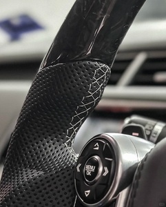 Volante de Coche de Alta Calidad para Land Rover Range Rover 2020 2016, Fibra de Carbono Mate, Costuras Blancas, Cuero Perforado - Product Image 4