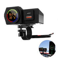 Cargador Usb Dual + c-port QC3.0 para motocicleta, interruptor de voltímetro con pantalla de temperatura