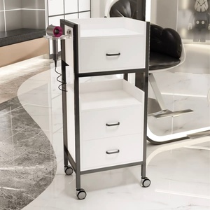 Moderno Set de Silla de Barbero Dorada, Muebles de Salón, Carrito de Madera para Peluquería, Carrito de Herramientas de Belleza a la Moda - Product Image 3