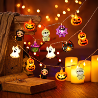 1 Buah Lampu Tali LED 3V Halloween Tidak Dapat Diredupkan 10/20 LED Lampu Peri Hantu Labu Laba-laba Mumi Kerangka Lampu Peri Pesta Liburan Rumah