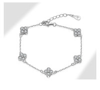 Nouveau bracelet en zircon à quatre feuilles et cinq fleurs, plaqué or 18 carats, bijoux, bracelet trèfle à quatre feuilles pour femmes