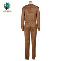 Ensembles pour femmes Yanzhui, vêtements pour femmes de qualité, pantalon de jogging à capuche court en similicuir, fermeture éclair, hiver