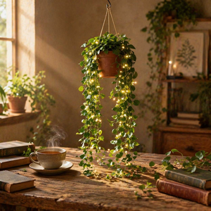 <span class=keywords><strong>Guirlande</strong></span> <span class=keywords><strong>lumineuse</strong></span> artificielle TSINYE, feuilles vertes, blanc chaud, fonctionne sur piles, avec minuterie, flexible, pour <span class=keywords><strong>chambre</strong></span> à coucher, mariage, décoration cottagecore - Product Image 5
