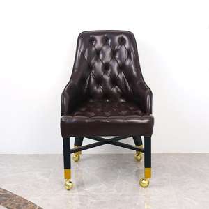 Chaise d'invité abordable tapissée en cuir de luxe mode Art <span class=keywords><strong>Casino</strong></span> baccarat salle de <span class=keywords><strong>jeux</strong></span> lieu de divertissement roulettes coulissantes - Product Image 6