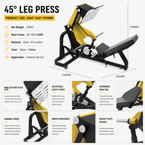 Máquina <span class=keywords><strong>de</strong></span> prensa <span class=keywords><strong>de</strong></span> piernas SK <span class=keywords><strong>de</strong></span> 45 grados con estructura <span class=keywords><strong>de</strong></span> seguridad <span class=keywords><strong>de</strong></span> acero resistente, equipo <span class=keywords><strong>de</strong></span> fitness comercial para entrenamiento <span class=keywords><strong>de</strong></span> piernas en gimnasio - Product Image 2