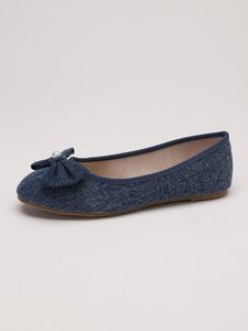 Zapatos Planos de Mezclilla con Lazo y Perlas para Mujer, Suela Suave, Estilo Bailarina, Casuales para el Día a Día, Punta Redonda, Cómodos - Product Image 5