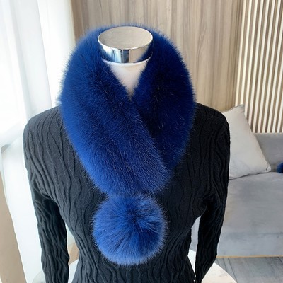 Hiver Synthétique Fluffy Pom-pom Artificiel Fausse Fourrure de Lapin Ball Neck Warmer Collar Wrap Scarf avec Clip