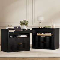 Table de chevet en bois avec plateau coulissant et tiroirs de rangement, armoire latérale de chambre à coucher, table d'appoint multifonctionnelle pour canapé