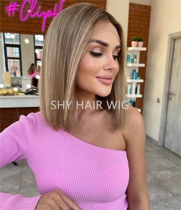 Pelo crudo de lujo Bob corto 613 encaje completo miel Ombre Rubio peluca humana con raíces oscuras ventilado sin pegamento Fournisseur Perruques - Product Image 2