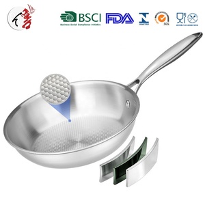 ODM/OEM Induction Triply <strong>Stainless</strong> Steel Cooking Skillet 20cm 24cm Non Stick <strong>Cookware</strong> Honeycomb Design Fry Pan - Product Image 1
