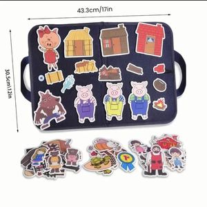 Jouet sensoriel Montessori pour tout-petits, ensemble de planches d'activités « Trois cochonnettes », 4 planches de jeu, fournitures éducatives pour enfants d'âge préscolaire - Product Image 4