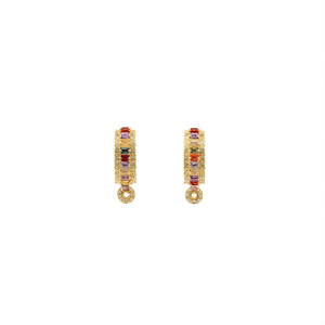 Boucles d'oreilles pendantes en alliage plaqué or avec diamants colorés sertis en canal, géométriques et tendance, pour femme, bijoux de soirée E1528 - Product Image 1
