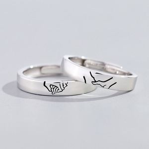 Wholesale Design Holding Hand Couple Jewelry <b>Ring</b> Bands Simple Lettering <b>Rings</b> <b>Set</b> <b>Men</b> Women Lover <b>Ring</b> - Product Image 4