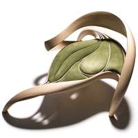 Fauteuil d'appoint sculptural en bois massif courbé, chaise longue artistique organique, fauteuil design en bois fait main pour villa et hôtel