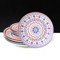 Services de table en porcelaine de qualité, service de restaurant, ensemble de plats ronds en céramique avec motif luxueux