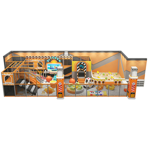 Équipement de terrain de jeu intérieur pour enfants sur le thème de l'orange avec toboggan et <span class=keywords><strong>bac</strong></span> à <span class=keywords><strong>sable</strong></span> pour centre de jeux scolaire, en PVC/PE - Product Image 1