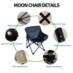 Chaise de camping d'extérieur en fer, pliable, résistante aux <span class=keywords><strong>UV</strong></span> et hydrofuge en tissu Oxford 600D, idéale pour la plage et le jardin - Product Image 3