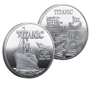 Titanic Gedenkmünze Antike Metallmünze Gold-Silber-Farbschema Kreuzfahrtschiff-Muster Reiseroute Sammlerstück - Product Image 5