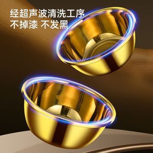 Lavabo Redondo de Acero Inoxidable Color Dorado, Fácil de Limpiar, Pulido, para Baños - Product Image 1