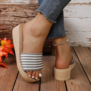 Sandales pour femmes en toile avec semelle en caoutchouc, mode été, maison, plage, étudiant, chaussures décontractées - Product Image 4