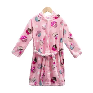 Albornoz de franela suave para niña, pijama con capucha con estampado encantador para niños