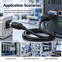 Cable de Comunicación Industrial HMI PLC MD8 Mini DIN de 8 Pines Macho a DB9 Hembra RS232, Conector Serial Personalizado MD8 a DB9