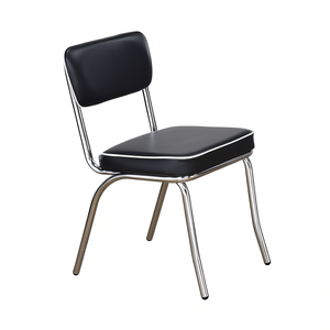 Chaise de bar rembourrée noire avec structure chromée, design moderne du milieu du siècle, mobilier pour bar à domicile et usage commercial - Product Image 1