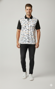 Chemise noire slim fit pour homme avec impression par sublimation, séchage rapide, fabriquée en micro-polyester 145-150 g/m² de haute qualité - Product Image 6