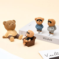 Ensemble de sculptures d'ours en résine, artisanat moderne unique, animaux mignons de dessin animé, ornement de bureau