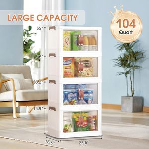 Best Selling Foldable Collapsible Storage Cabinet PP <b>Plastic</b> Stackable <b>Box</b> for Children's Toys Organizer Over 35L Capacity - Product Image 4