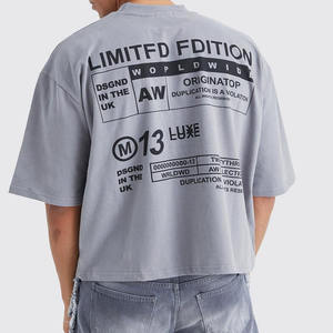 Мужская футболка оверсайз с графическим рисунком, 100% хлопковая укороченная футболка - Product Image 2